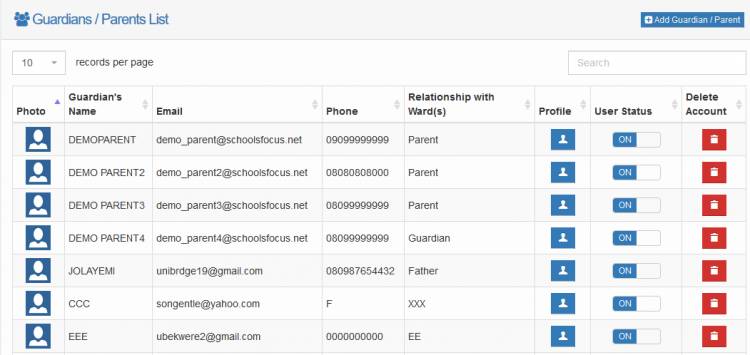 Adding/Registering Parents/Guardian