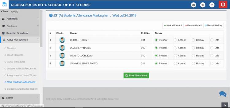 Students attendance